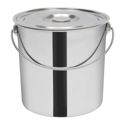 SICHENSH Edelstahleimer mit Deckel Edelstahl Wassereimer Milcheimer Verdickter Boden und Verdickter Griff Design Metalleimer mit Deckel Geeignet für Küche, Industrie oder Catering (20L) von SICHENSH