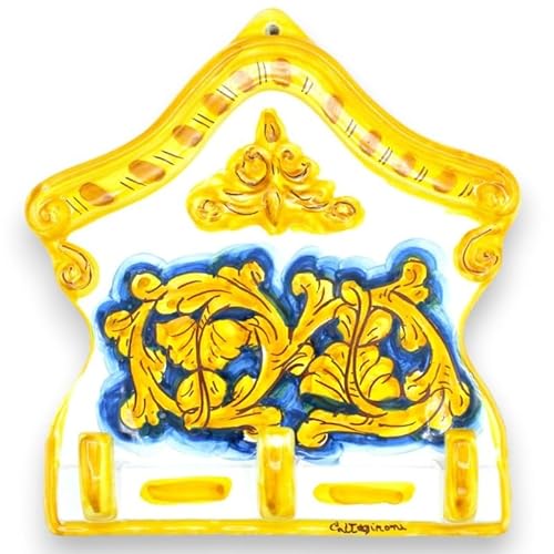 SICILIA BEDDA CAPACI Caltagirone-Keramik-Kleiderbügel, Schlüsselhalter, Topflappen oder Handschuhe – ca. 20 h x 20 l cm. (1 Stück) mit Dekorationsmög - Anstand 2 von SICILIA BEDDA CAPACI