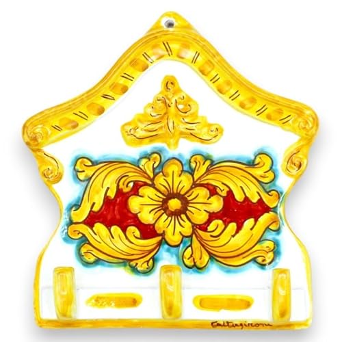 SICILIA BEDDA CAPACI Caltagirone-Keramik-Kleiderbügel, Schlüsselhalter, Topflappen oder Handschuhe – ca. 20 h x 20 l cm. (1 Stück) mit Dekorationsmög - Dekoration 1 von SICILIA BEDDA CAPACI