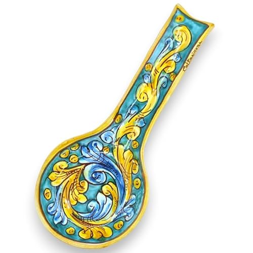 SICILIA BEDDA CAPACI Caltagirone-Keramik-Schöpflöffelablage, H ca. 25 cm. (1 Stück) mit 5 Dekorationsoptionen - Dekoration 1 von SICILIA BEDDA CAPACI