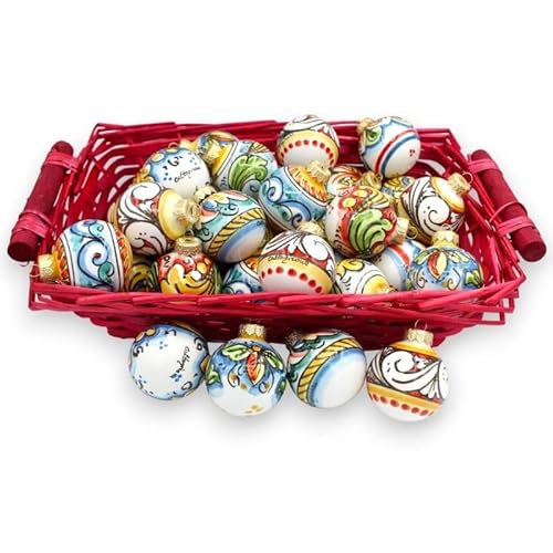 SICILIA BEDDA CAPACI Caltagirone-Keramik-Weihnachtskugel, DREI Größenoptionen (1 Stück), zufällige Dekoration und Farbe - Ø 7 cm von SICILIA BEDDA CAPACI