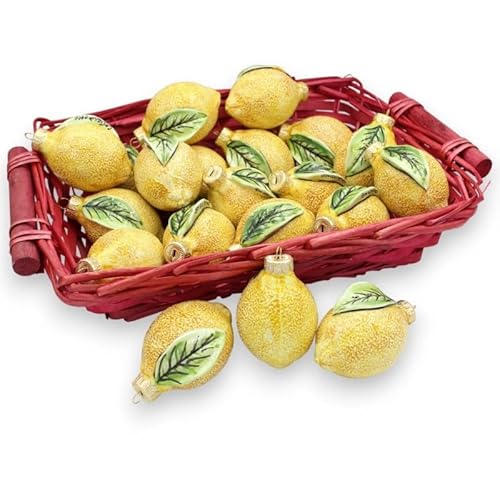 SICILIA BEDDA CAPACI Caltagirone-Keramik-Weihnachtskugel, Zitronenmodell – 2 Größenoptionen (1 Stück) - h 8 x 5,5 x 5 cm von SICILIA BEDDA CAPACI