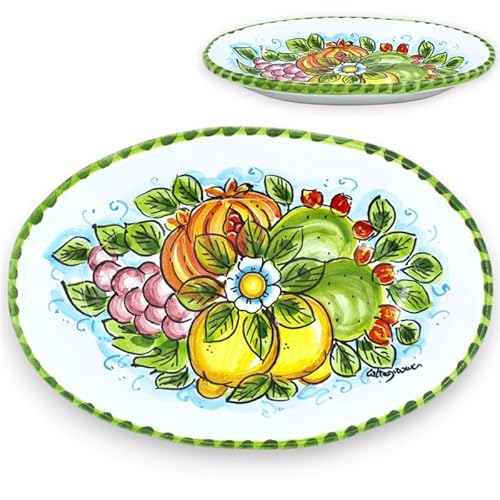 SICILIA BEDDA CAPACI Caltagirone Ovales Tablett, Servierplatte, Zwei Größenoptionen und Verschiedene Dekorationen (1 Stück) - Frutta Mista, L 23 x 15 cm von SICILIA BEDDA CAPACI