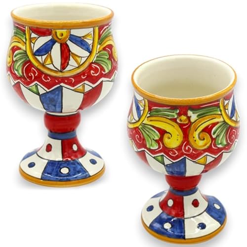 SICILIA BEDDA CAPACI Keramikkelch aus Caltagirone – H. ca. 13 x 8 cm. (1 Stück) Verschiedene Dekorationsmöglichkeiten - Anstand 3 von SICILIA BEDDA CAPACI