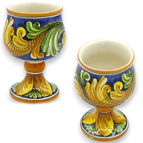 SICILIA BEDDA CAPACI Keramikkelch aus Caltagirone – H. ca. 13 x 8 cm. (1 Stück) Verschiedene Dekorationsmöglichkeiten - Dekoration 1 von SICILIA BEDDA CAPACI