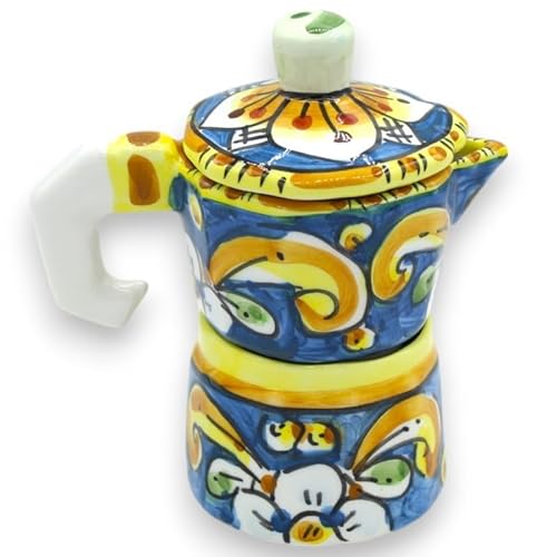 SICILIA BEDDA CAPACI Moka Kaffee- und Zuckerhalter, Caltagirone-Keramik, H ca. 13 cm (1 Stück) zufällige Dekoration - Blau von SICILIA BEDDA CAPACI
