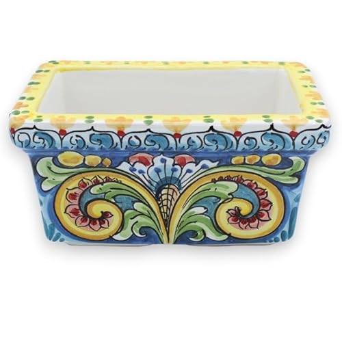 SICILIA BEDDA CAPACI Rechteckige Vasenbox aus Caltagirone-Keramik, mehrfarbiges Barockdekor, in fünf Größenoptionen - (1 Stück) - L 30 x 16 cm ca. von SICILIA BEDDA CAPACI