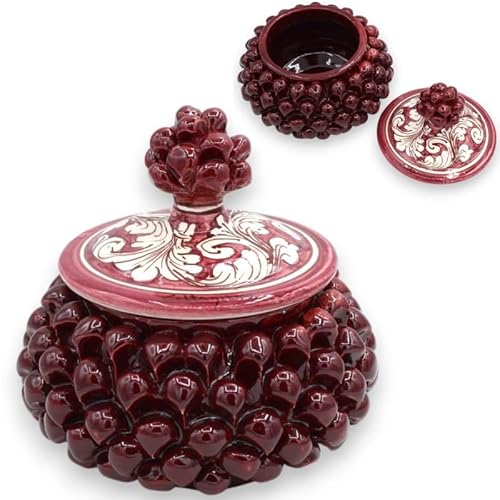 SICILIA BEDDA CAPACI Sizilianische Tannenzapfen-Keksdose oder Schmuckdose, Caltagirone-Keramik Ø ca. 16 cm. (1 Stück) Verschiedene Dekorationen - Dekoration 1 von SICILIA BEDDA CAPACI