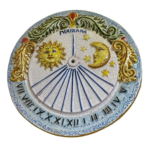 SICILIA BEDDA CAPACI Sonnenuhr aus Caltagirone-Keramik, Reliefdekorationen mit Sonne und Mond – Durchmesser 45 cm von SICILIA BEDDA CAPACI
