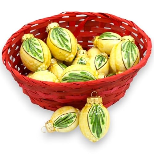 SICILIA BEDDA CAPACI Weihnachtskugel aus Caltagirone-Keramik, Zitronenmodell – 2 Größenoptionen (1 Stück) MD2 - h 8 x Ø 5 cm von SICILIA BEDDA CAPACI
