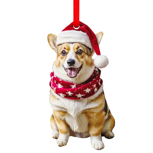 SICOHOME Corgi Geschenke für Corgi-Liebhaber – Niedliche Acryl-Corgi-Weihnachtsdekoration, Corgi-Ornamente für Weihnachtsbaum, Corgi-Weihnachtsdekoration, Auto (2D) von SICOHOME