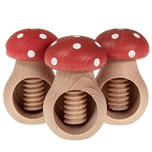 SIDCO Nussknacker Pilz 3 x Fliegenpilz Nussschraube rot Nussbrecher Schraubgewinde von SIDCO
