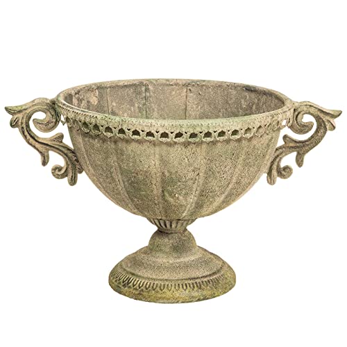 SIDCO Blumentopf Metall Übertopf oval Schale Pokal Deko Vintage Garten Gartenvase Aged von SIDCO