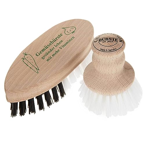 SIDCO Gemüsebürste 2X Pilzbürste Kartoffelbürste Champignonbürste Holz Naturbürste Set von SIDCO