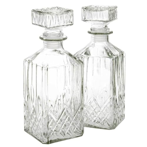 SIDCO Karaffe Glas 2 x Cognac Schnaps Whiskey Glaskaraffe Bar Dekokaraffe Flasche 1 L von SIDCO