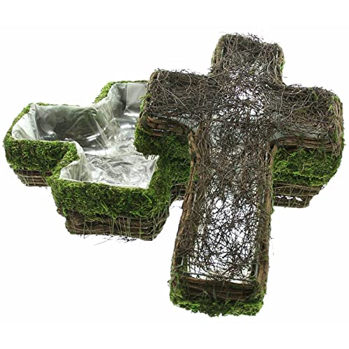 SIDCO Pflanzer Kreuz 2 Pflanzschale Mooskreuz Grabschmuck Grabschale Moos Kreuzform von SIDCO