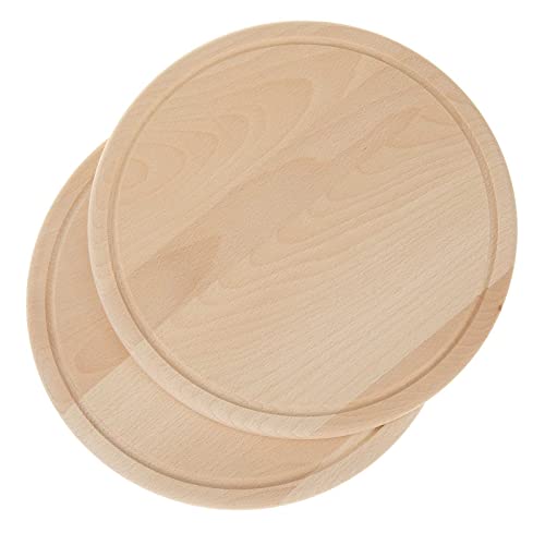 SIDCO Pizzabrett Holz 2 x Flammkuchenbrett Pizzateller Schneidebrett XXL Ø 34,5 cm von SIDCO