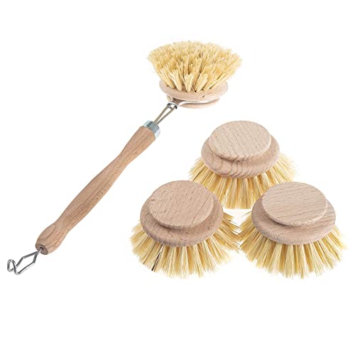 SIDCO Spülbürste Holz 5er Set Holzspülbürste mit 4 Wechselköpfe Holzbürste Topfbürste von SIDCO