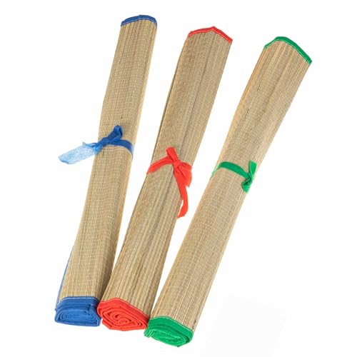 SIDCO Strandmatte 3 x Strohmatte Bastmatte Liegematte Badematte Strohmatte Rollmatte von SIDCO