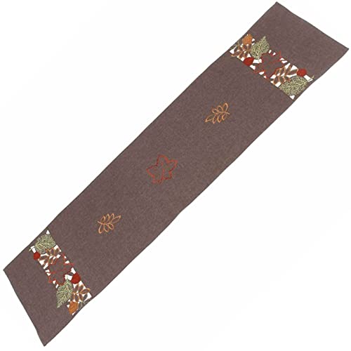 SIDCO Tischläufer Herbstlaub Mitteldecke Herbst Tischband Deckchen Deko braun 40x150cm von SIDCO