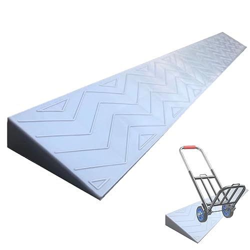 Auffahrrampen für Rollstühle Kunststoff Tragbare Türschwellenrampe Rutschfester Bordsteinrampe für Indoor-Kehrrobotertür, Roller, Fahrrad, Freies Schneiden (Color : Grey, Size : 100x10x4cm) von SIDID