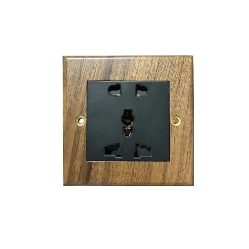 Retro Wippschalter-Steckdose aus massivem Holz und Messing im europäischen Vintage-Stil (Internationaler Stecker) von SIDIFU