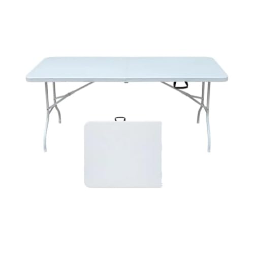SIDIFU Klapptisch, 1,8 m, tragbar, robuster Kunststofftisch mit Griff, wasserdicht, leicht zu reinigen, 136 kg Tragkraft, Weiß von SIDIFU