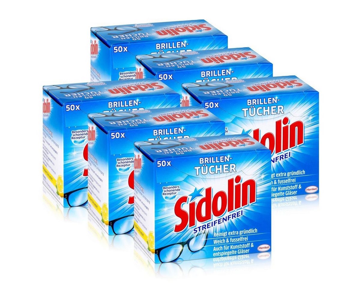 SIDOLIN Sidolin Brillen Putztücher 50 stk. Tücher - Reinigt extra gründlich (6 Reinigungstücher von SIDOLIN