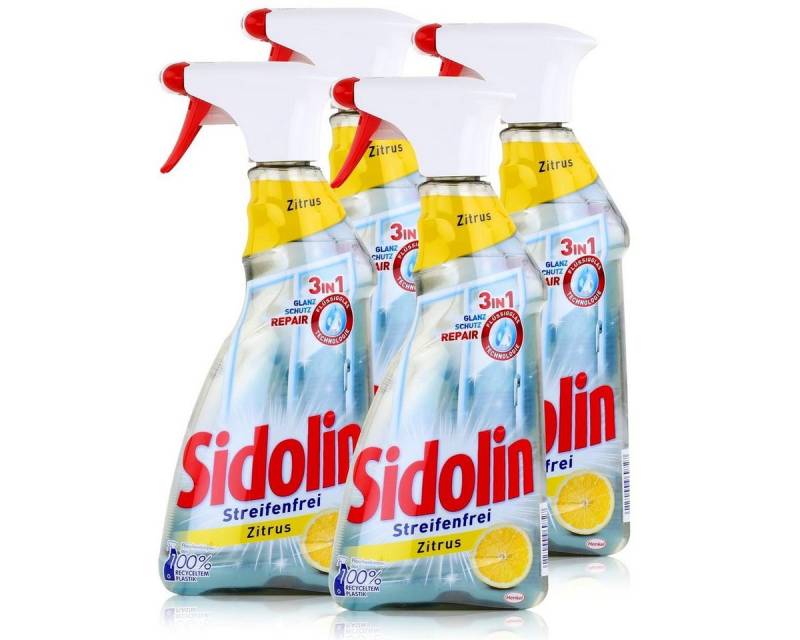 SIDOLIN Sidolin Streifenfrei Zitrus 500ml - Glasreiniger, Fensterreiniger (4er Glasreiniger von SIDOLIN