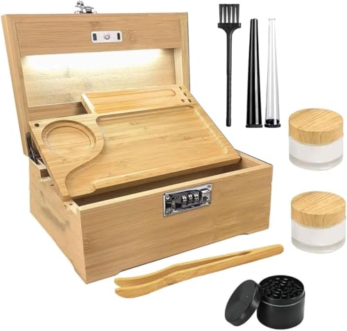 SIDUISDH Großes Bambus Box, Abschließbarebox mit Zahlenschloss Glasbehälter nd Alles Zubehör SIDUISDH Großes Bambus Box, Abschließbarebox mit Zahlenschloss Glasbehälter nd Alles Zubehör von SIDUISDH