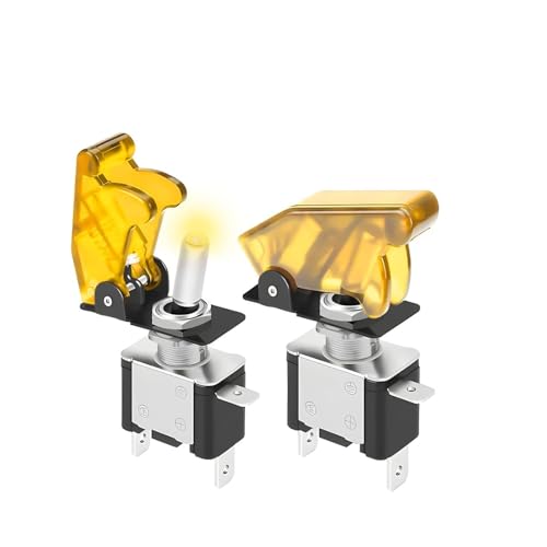 1 LED Multicolor Beleuchteter Kippschalter 12V 3-Pin Heavy Duty 20 Amp Hebel(Yellow) von SIDYEUHB