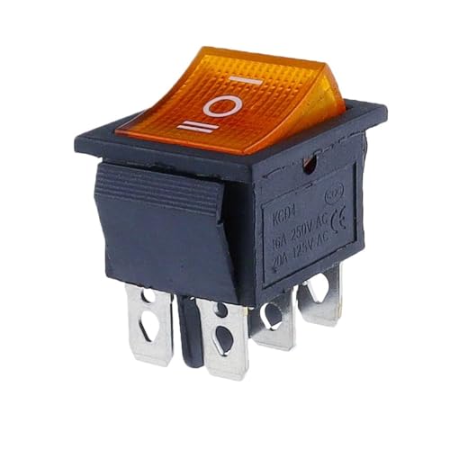 1 stücke/5 stücke KCD4 Wippschalter Ein-Aus-Ein Netzschalter 3-Positionen 6-Pin mit Licht 16A 250VAC/ 20A 125VAC(Yellow,5PCS) von SIDYEUHB