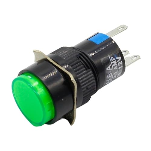 16mm DC 6V 12V 24V 220V LED Push Button Switch Selbsthemmend(Green,6.3V) von SIDYEUHB