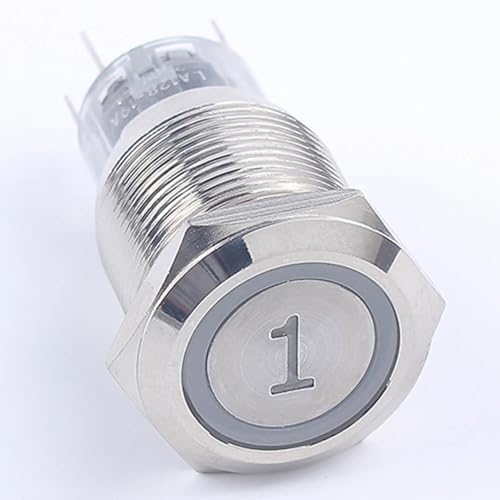 19mm Momentary Reset 0 1 2 3 4 5 6 7 8 9 10 Druckknopfschalter LED(G1,MOMENTARY_GREEN_12-24V) von SIDYEUHB