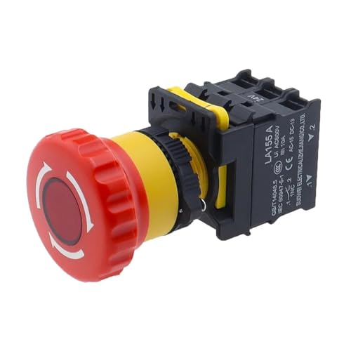 1er-Pack 22 mm LA38 Druckknopfschalter mit Lichtsteuerung LA155-A-11ZS(Stop no light,12V_1NC) von SIDYEUHB