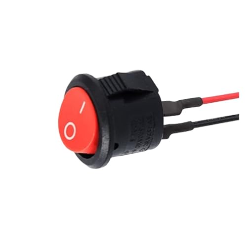 5 Stück Wippschalter 12 V mit Kabel 6 A/250 V 10 A/125 V(Round Red) von SIDYEUHB