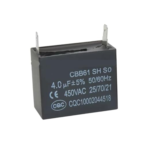 CBB61 Lüfter Klimaanlage Plug-in Startkondensator 4,5U 4,5UF 5U 5UF 6U 6UF 8U 8UF10U 10UF 12U 12UF 450V zwei Pins(4UF 40X23X32MM) von SIDYEUHB