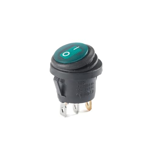KCD1 Wippschalter rund Power-Taste rot, grün, schwarz, blau, gelb 3-polig 2-fach 10A(Green LED) von SIDYEUHB