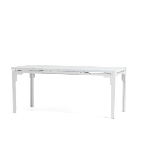 SIEDITI FUORI E DENTRO Ausziehtisch für den Außenbereich, 180/240 x 90 cm, mit Stahlbeinen und Tischplatte aus Polyethylen in Holzoptik, für bis zu 10 Personen, Thomas XL (weiß) von SIEDITI FUORI E DENTRO