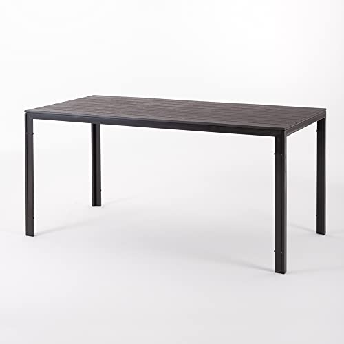 SIEDITI FUORI E DENTRO Gartentisch 156x78 cm, Terrassentisch für außen mit lackiertem Stahlgestell und Holzoptik-Latten aus Polyethylen, Ideal für Garten, Terrasse oder Balkon (Mokka) von SIEDITI FUORI E DENTRO