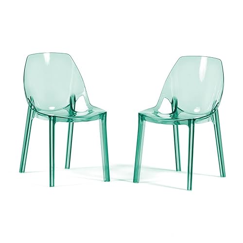 SIEDITI FUORI E DENTRO Moderne Stühle aus transparentem Polycarbonat, stapelbare Design-Stühle für Esszimmer und Küche transparent - Licht (2 Stühle, Grün) von SIEDITI FUORI E DENTRO
