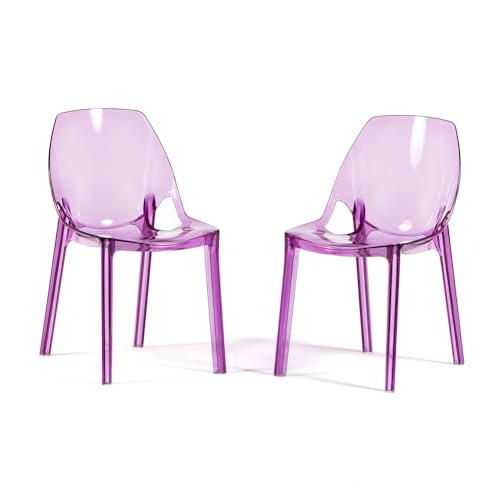 SIEDITI FUORI E DENTRO Moderne Stühle aus transparentem Polycarbonat, stapelbare Design-Stühle für Esszimmer und Küche transparent - Licht (2 Stühle, Rosa) von SIEDITI FUORI E DENTRO