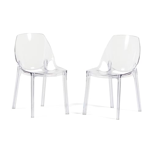 SIEDITI FUORI E DENTRO Moderne Stühle aus transparentem Polycarbonat, stapelbare Design-Stühle für Esszimmer und Küche transparent - Licht (2 Stühle, Transparent) von SIEDITI FUORI E DENTRO