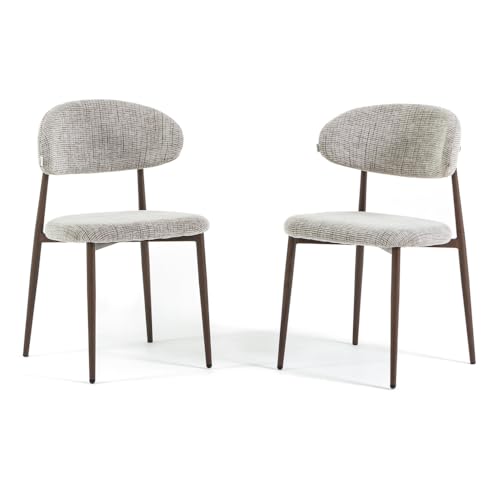 SIEDITI FUORI E DENTRO Set mit 2 Polsterstühlen aus Stoff, für Küche oder Esszimmer, mit Metallbeinen in Holzoptik, moderne Esszimmerstühle – Moira (2) von SIEDITI FUORI E DENTRO