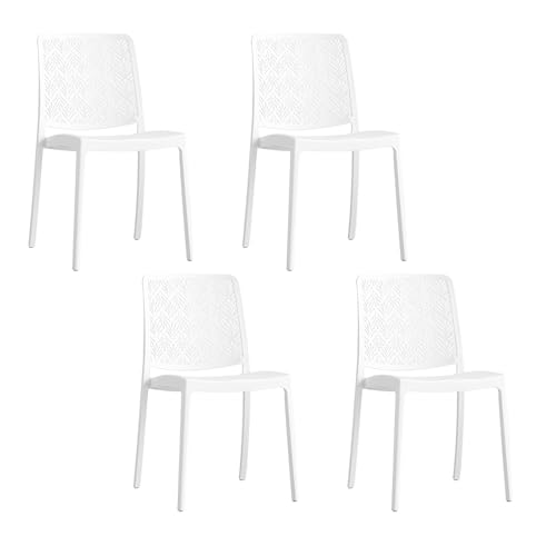 SIEDITI FUORI E DENTRO Stapelbare Stühle aus Polypropylen mit Glasfaser für Außen/Garten oder Innen, wasserabweisend und langlebig, modernes und minimalistisches Design - Yara (4, Weiß) von SIEDITI FUORI E DENTRO