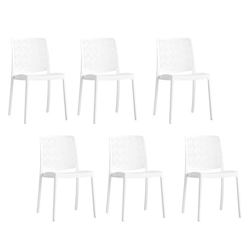 SIEDITI FUORI E DENTRO Stapelbare Stühle aus Polypropylen mit Glasfaser für Außen/Garten oder Innen, wasserabweisend und langlebig, modernes und minimalistisches Design - Yara (6, Weiß) von SIEDITI FUORI E DENTRO