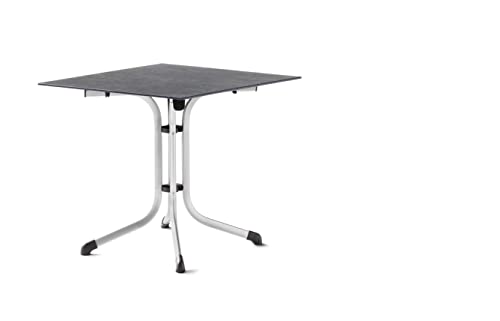 SIEGER Boulevard Platte. Klapptisch, Polytec-Dekorplatte und Stahlrohr-Gestell, Graphit/Schiefer anthrazit, 80 x 80cm, 5130-20 KT von SIEGER
