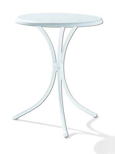 Sieger 100/W Bistro-Tisch mit mecalit-Pro-Platte Ø 60 cm, Stahlrohrgestell weiß, Tischplatte Marmordekor weiß Sieger 100/W Bistro-Tisch mit mecalit-Pro-Platte Ø 60 cm, Stahlrohrgestell weiß, Tischplatte Marmordekor weiß von SIEGER