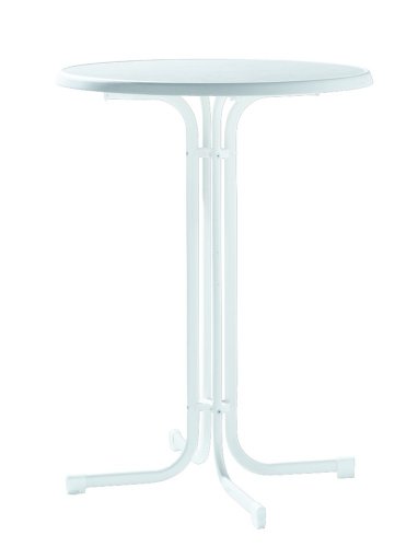 Sieger 138/W Party-Klapptisch mit mecalit-Pro-Platte Ø 86 cm, Stahlrohrgestell weiß, Tischplatte Marmordekor weiß von SIEGER