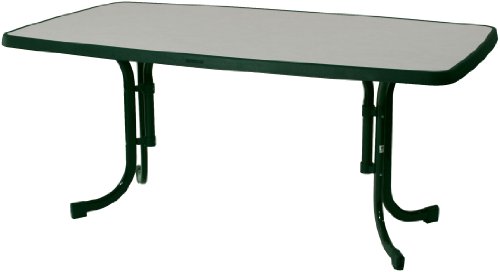 Sieger 153/S Boulevard-Klapptisch mit mecalit-Pro-Platte 150 x 90 cm, Stahlrohrgestell smaragdgrün, Tischplatte Marmordekor weiß von SIEGER